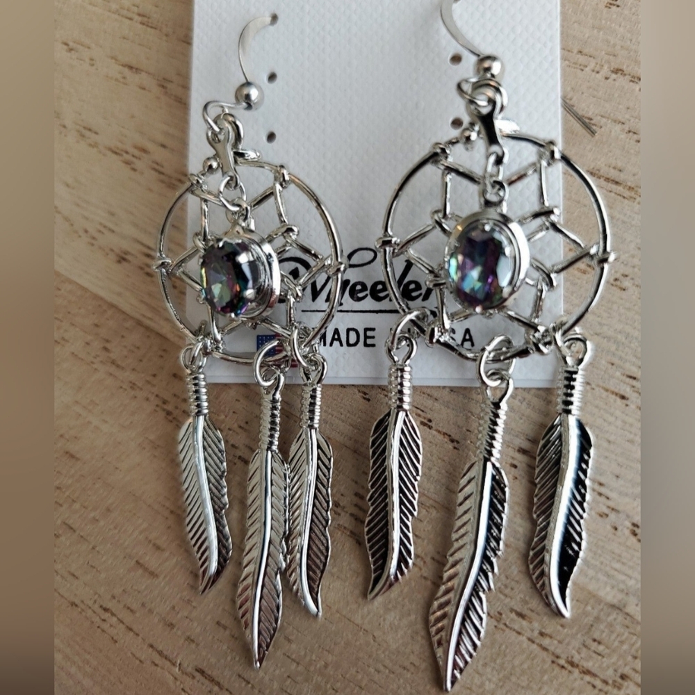 NWT Wheeler Mystic Topaz Dangling Dream Catcher Earrings